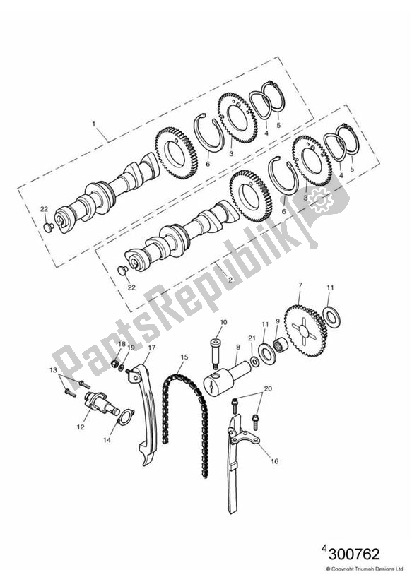All parts for the Camshaft And Drive > Eng No 186916 of the Triumph America Carburettor 790 2002 - 2007